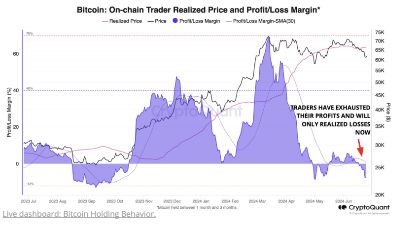 Bitcoin On-Chain Trader Realized Price and Profit/Loss Margin